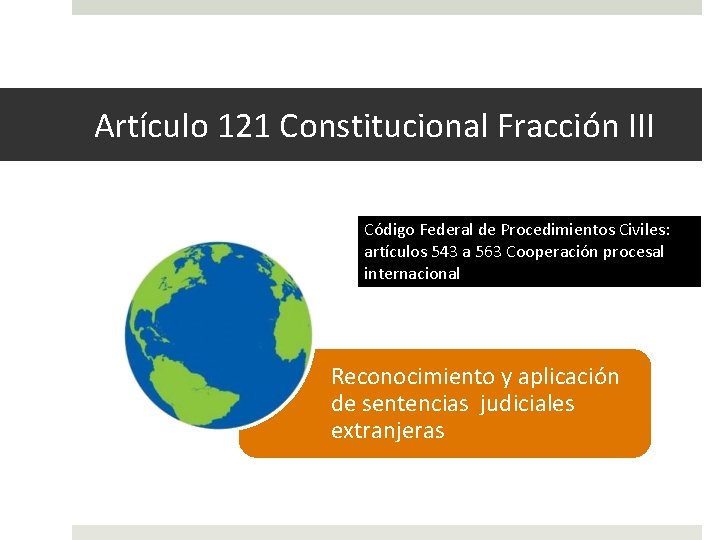 Artículo 121 Constitucional Fracción III Código Federal de Procedimientos Civiles: artículos 543 a 563