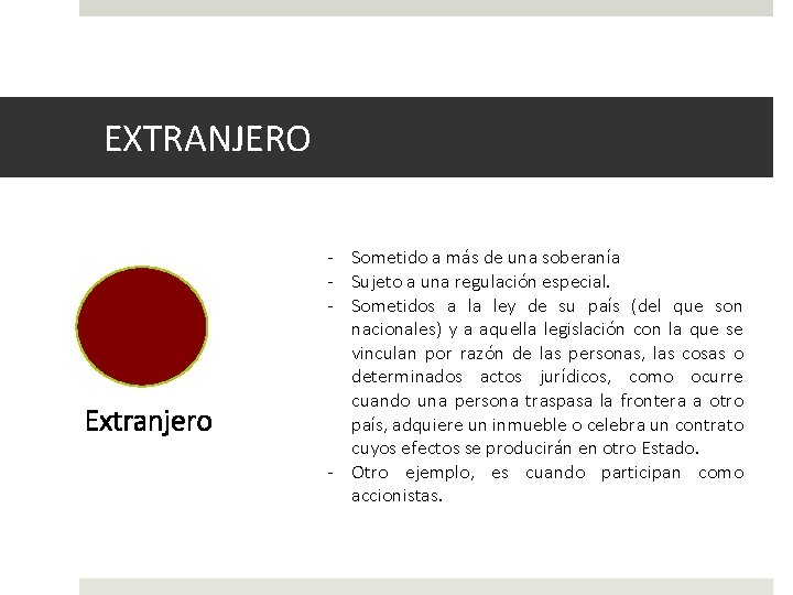 EXTRANJERO Extranjero - Sometido a más de una soberanía - Sujeto a una regulación