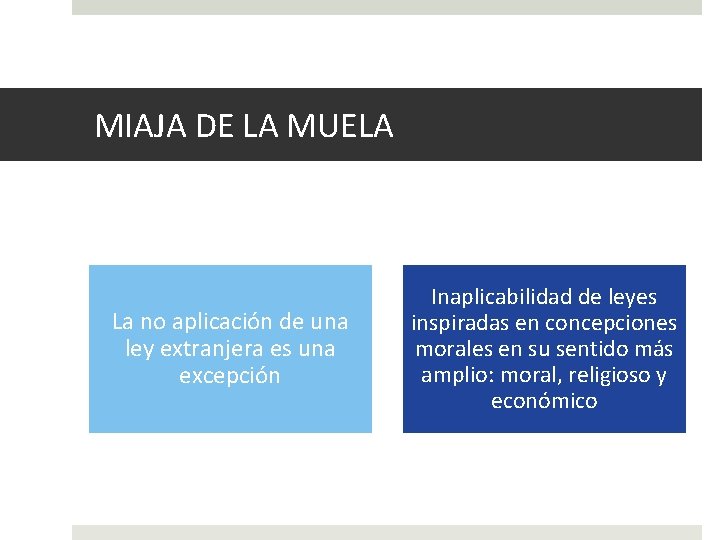 MIAJA DE LA MUELA La no aplicación de una ley extranjera es una excepción