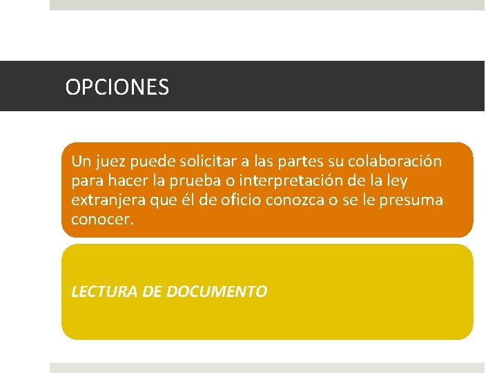 OPCIONES Un juez puede solicitar a las partes su colaboración para hacer la prueba