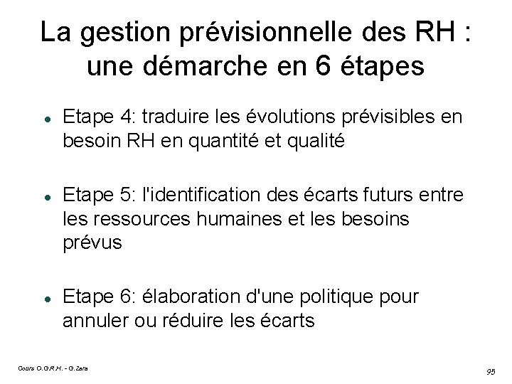 La gestion prévisionnelle des RH : une démarche en 6 étapes Etape 4: traduire