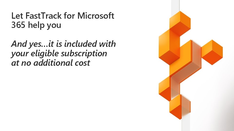 Let Fast. Track for Microsoft 365 help you And yes…it is included with your