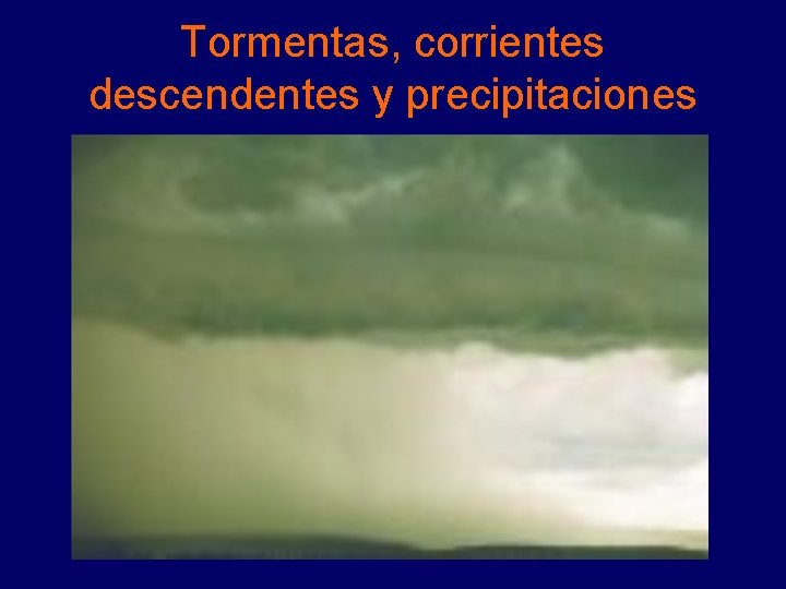 Tormentas, corrientes descendentes y precipitaciones 