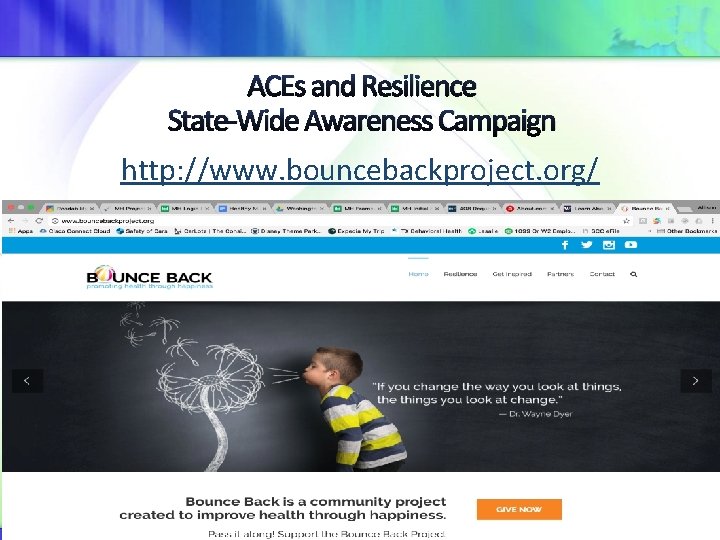 ACEs and Resilience State-Wide Awareness Campaign http: //www. bouncebackproject. org/ 