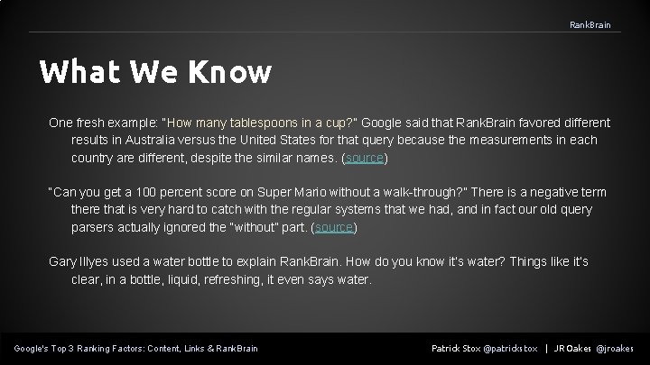 Rank. Brain What We Know One fresh example: “How many tablespoons in a cup?