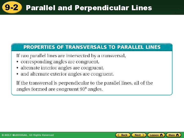 9 -2 Parallel and Perpendicular Lines 