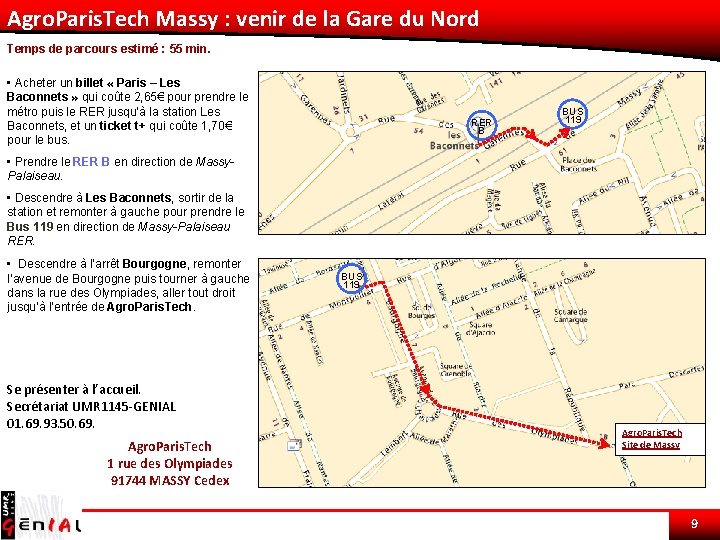 Agro. Paris. Tech Massy : venir de la Gare du Nord Temps de parcours