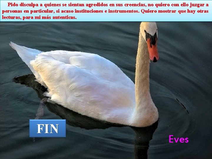 Pido disculpa a quienes se sientan agredidos en sus creencias, no quiero con ello