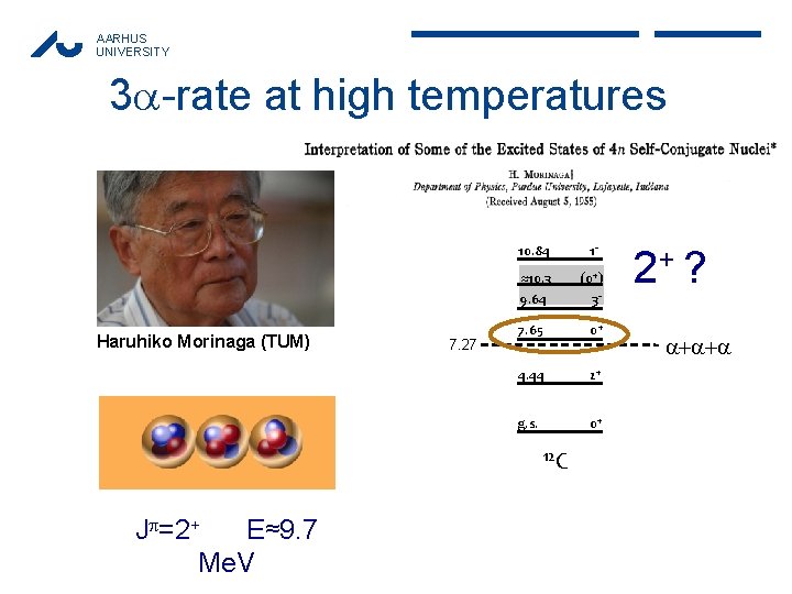 AARHUS UNIVERSITY 3 -rate at high temperatures Haruhiko Morinaga (TUM) 7. 27 10. 84