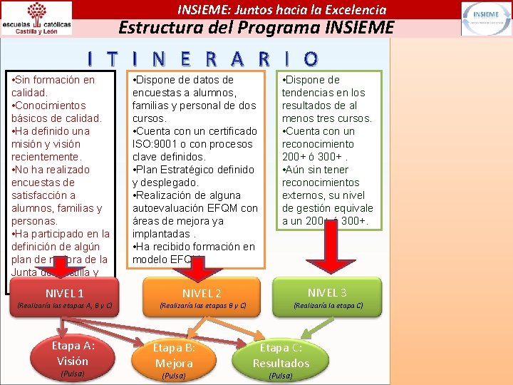 INSIEME: Juntos hacia la Excelencia Estructura del Programa INSIEME I T I N E