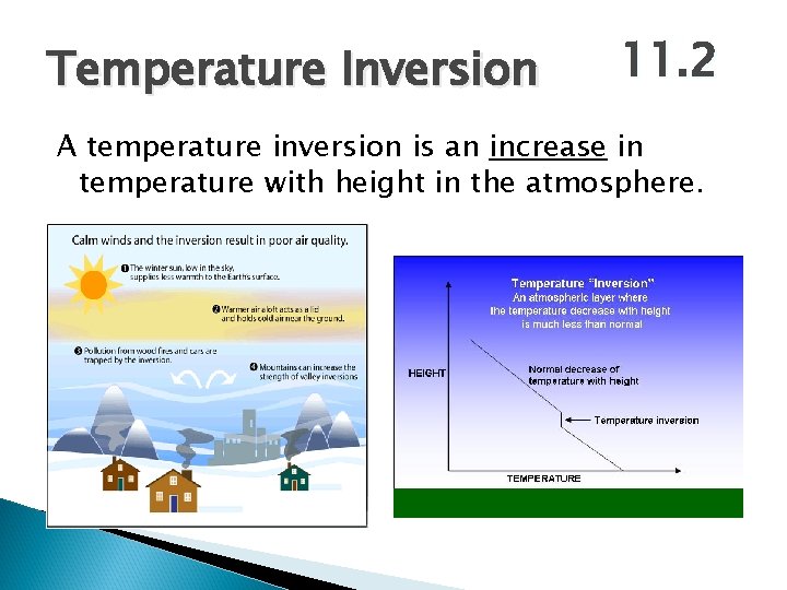 Temperature Inversion 11. 2 A temperature inversion is an increase in temperature with height Temperature Inversion 11. 2 A temperature inversion is an increase in temperature with height