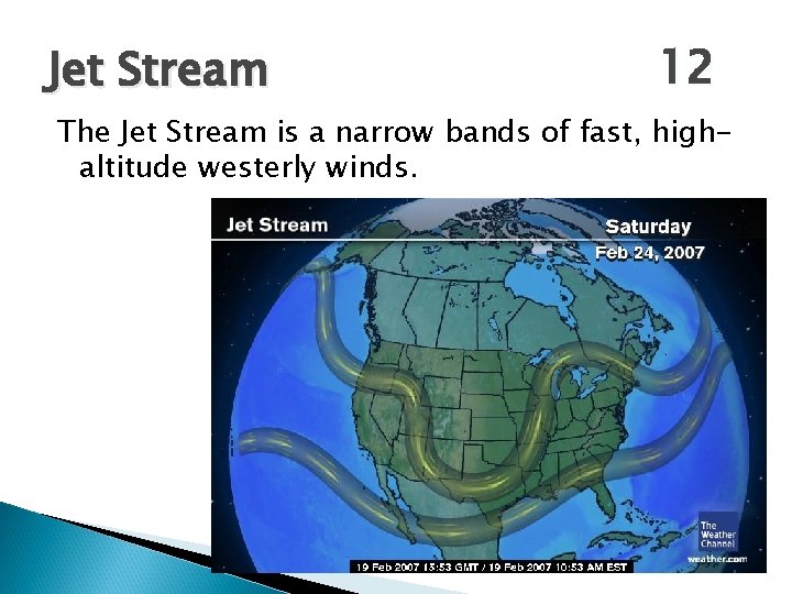 Jet Stream 12 The Jet Stream is a narrow bands of fast, highaltitude westerly Jet Stream 12 The Jet Stream is a narrow bands of fast, highaltitude westerly