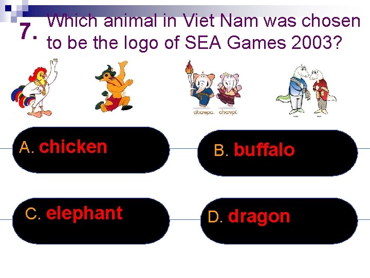 7. Which animal in Viet Nam was chosen to be the logo of SEA