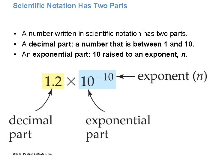 Scientific Notation Has Two Parts • A number written in scientific notation has two