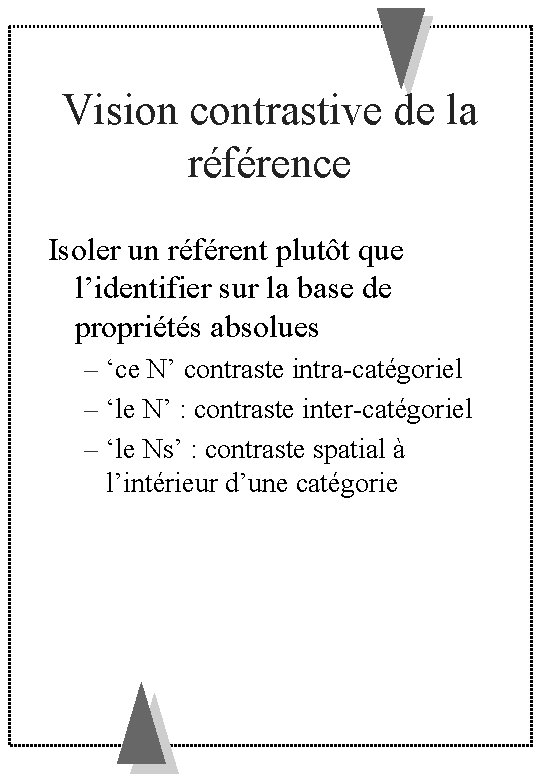 Vision contrastive de la référence Isoler un référent plutôt que l’identifier sur la base