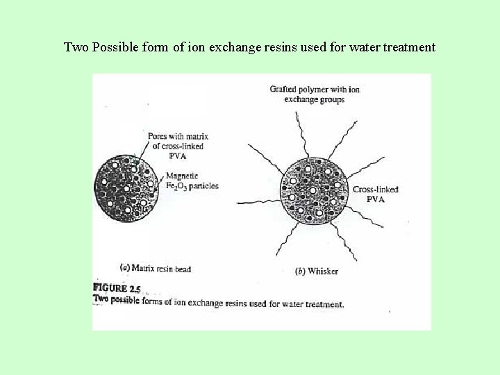 Two Possible form of ion exchange resins used for water treatment 