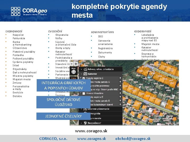 kompletné pokrytie agendy mesta EKONOMICKÝ • Rozpočet • Fakturácia • Banka a Homebanking • kompletné pokrytie agendy mesta EKONOMICKÝ • Rozpočet • Fakturácia • Banka a Homebanking •