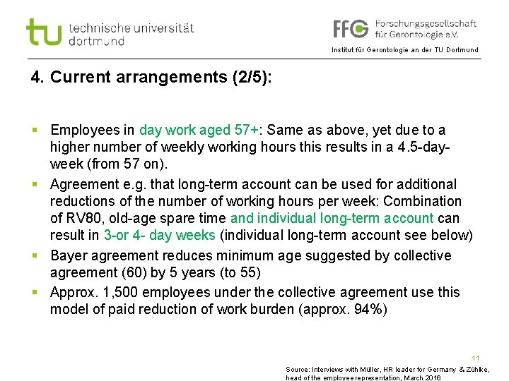 Institut für Gerontologie an der TU Dortmund 4. Current arrangements (2/5): § Employees in