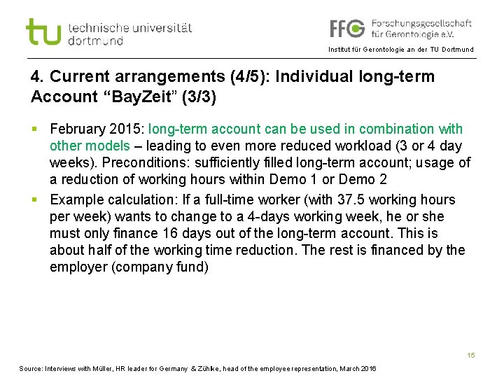 Institut für Gerontologie an der TU Dortmund 4. Current arrangements (4/5): Individual long-term Account