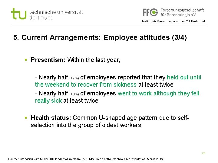 Institut für Gerontologie an der TU Dortmund 5. Current Arrangements: Employee attitudes (3/4) §