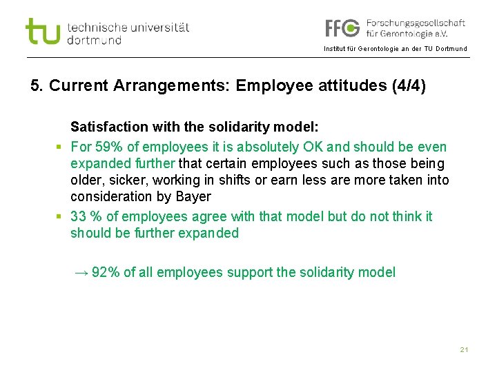 Institut für Gerontologie an der TU Dortmund 5. Current Arrangements: Employee attitudes (4/4) Satisfaction