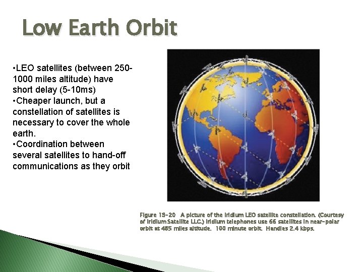 Low Earth Orbit • LEO satellites (between 2501000 miles altitude) have short delay (5