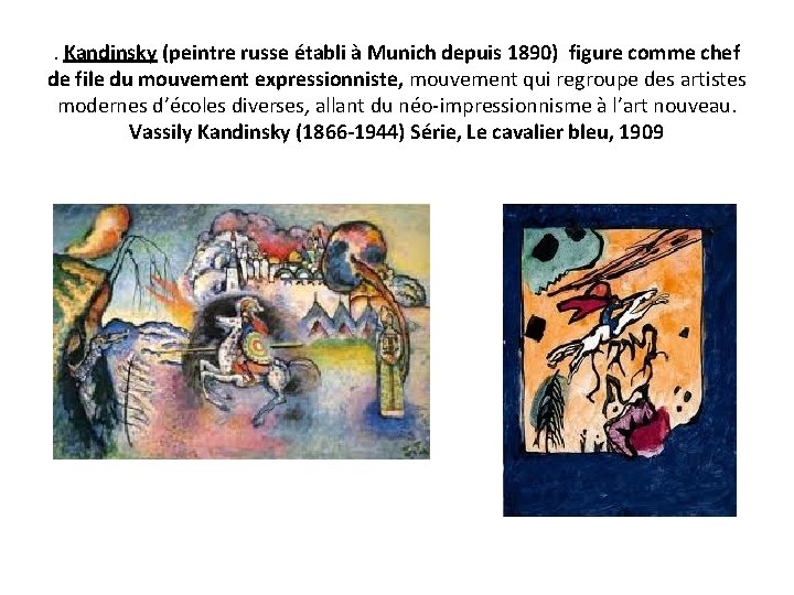 . Kandinsky (peintre russe établi à Munich depuis 1890) figure comme chef de file