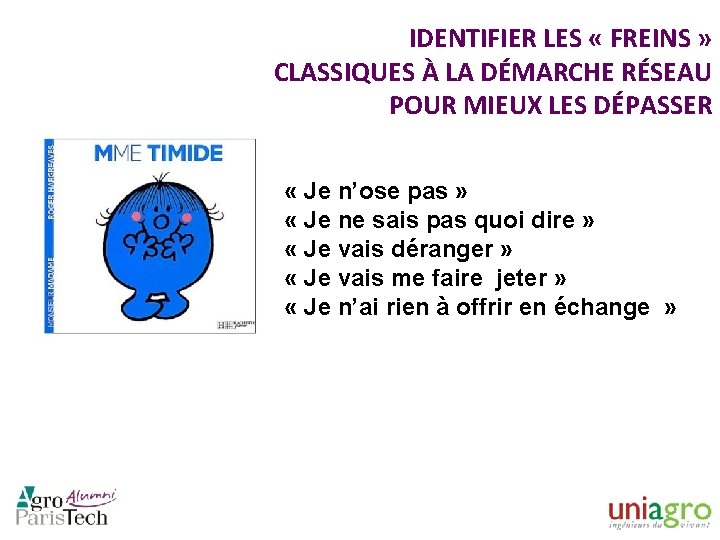 IDENTIFIER LES « FREINS » CLASSIQUES À LA DÉMARCHE RÉSEAU POUR MIEUX LES DÉPASSER