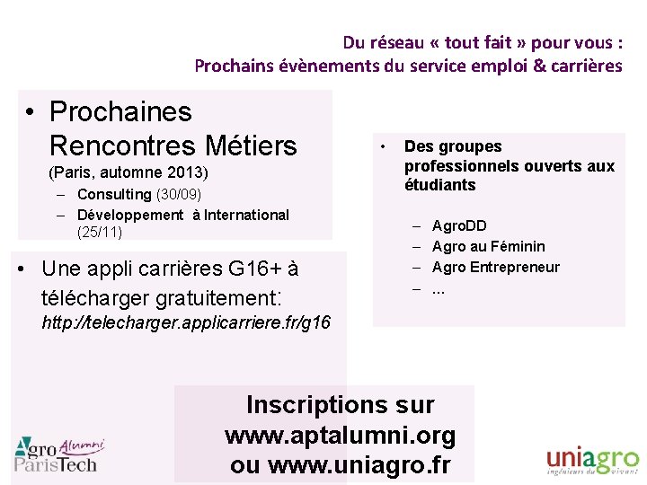 Du réseau « tout fait » pour vous : Prochains évènements du service emploi