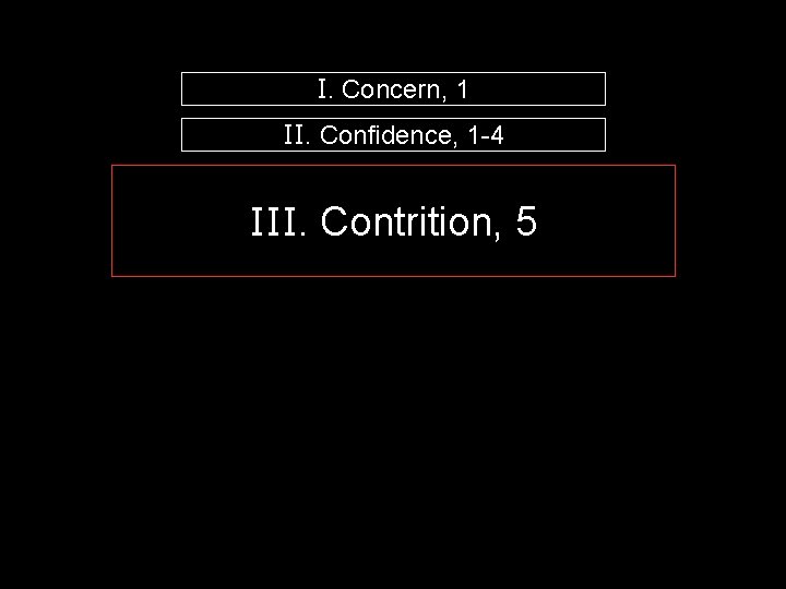 I. Concern, 1 II. Confidence, 1 -4 III. Contrition, 5 