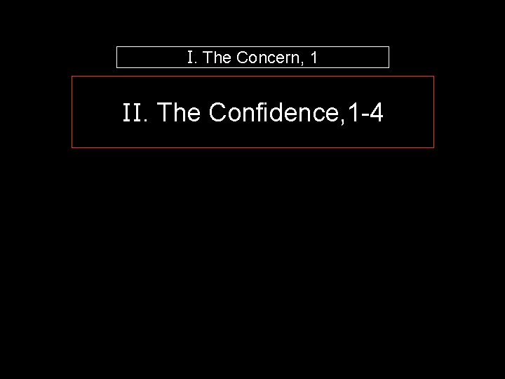 I. The Concern, 1 II. The Confidence, 1 -4 