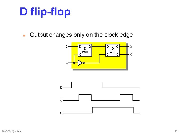 D flip-flop n Output changes only on the clock edge D D C D