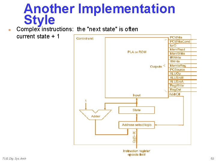 Another Implementation Style n Complex instructions: the "next state" is often current state +