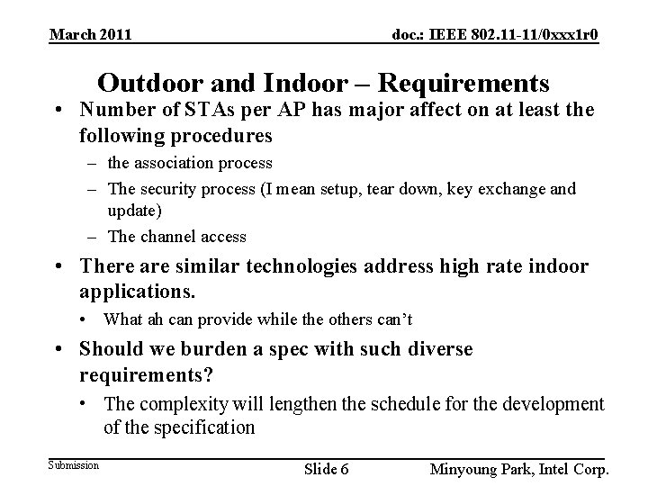 March 2011 doc. : IEEE 802. 11 -11/0 xxx 1 r 0 Outdoor and