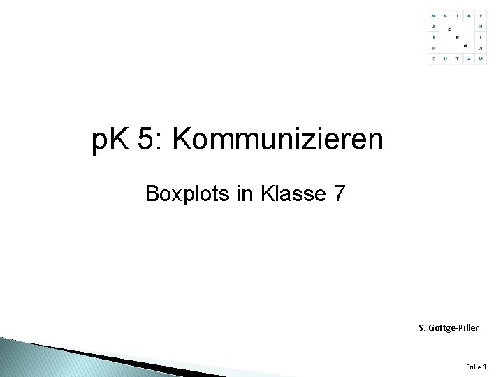 p. K 5: Kommunizieren Boxplots in Klasse 7 S. Göttge-Piller Folie 1 