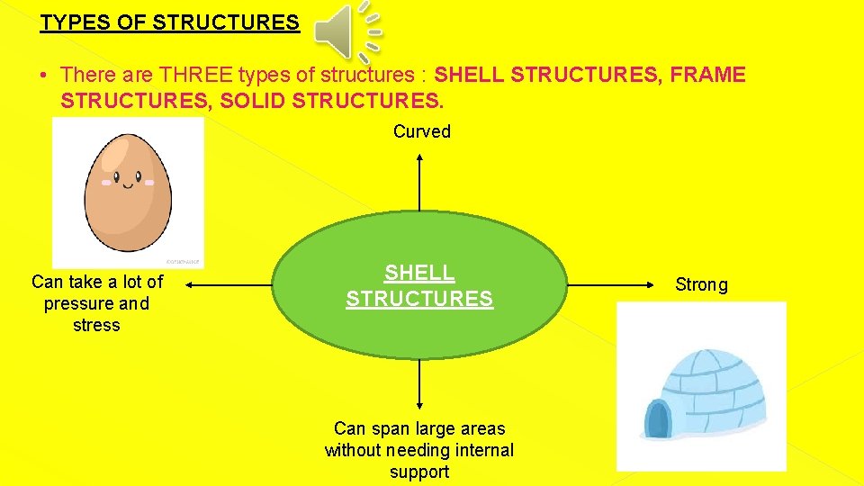 TYPES OF STRUCTURES • There are THREE types of structures : SHELL STRUCTURES, FRAME