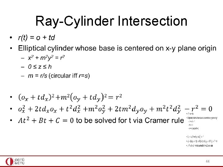 Ray-Cylinder Intersection • 44 