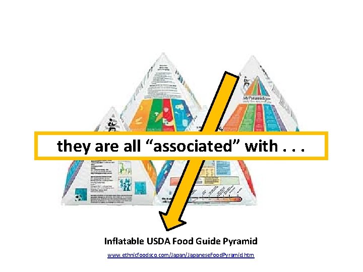 they are all “associated” with. . . Inflatable USDA Food Guide Pyramid www. ethnicfoodsco.