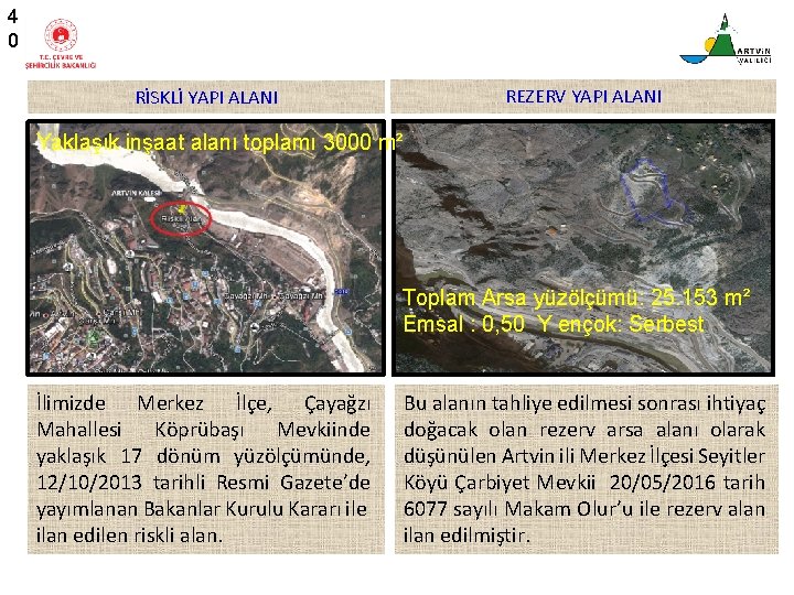 4 0 REZERV YAPI ALANI RİSKLİ YAPI ALANI Yaklaşık inşaat alanı toplamı 3000 m²