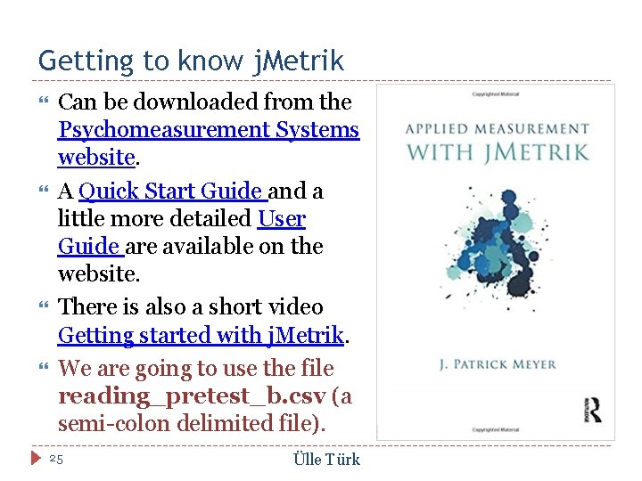 Getting to know j. Metrik Can be downloaded from the Psychomeasurement Systems website. A