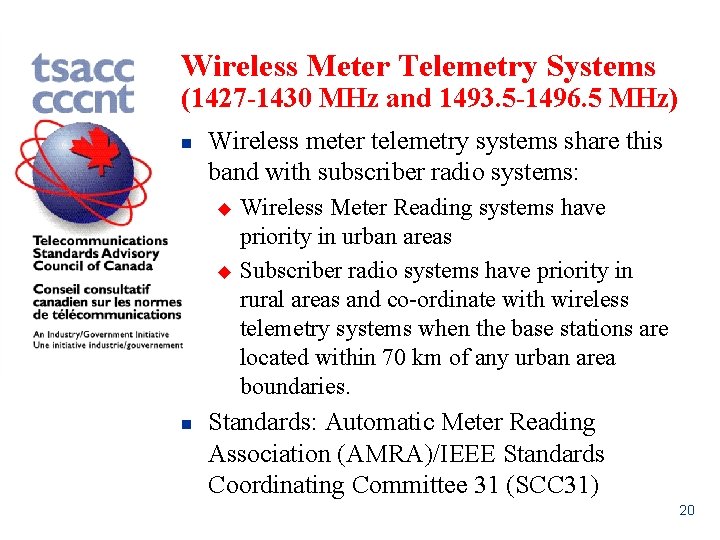 Wireless Meter Telemetry Systems (1427 -1430 MHz and 1493. 5 -1496. 5 MHz) n