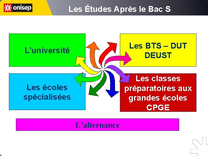 Les Études Après le Bac S L’université Les BTS – DUT DEUST Les écoles