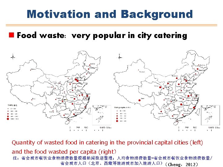 Motivation and Background n Food waste: very popular in city catering Quantity of wasted