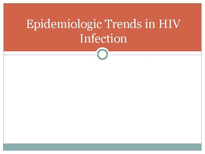 Epidemiologic Trends in HIV Infection Epidemiologic Trends in HIV Infection