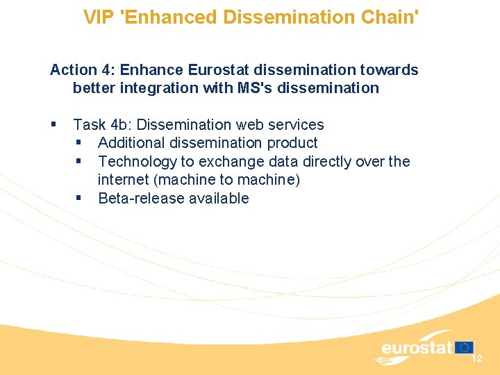 VIP 'Enhanced Dissemination Chain' Action 4: Enhance Eurostat dissemination towards better integration with MS's