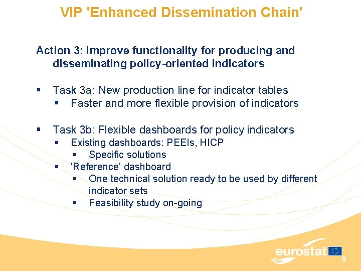 VIP 'Enhanced Dissemination Chain' Action 3: Improve functionality for producing and disseminating policy-oriented indicators