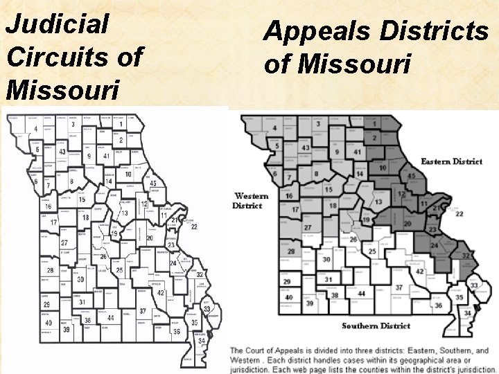 Judicial Circuits of Missouri Appeals Districts of Missouri 