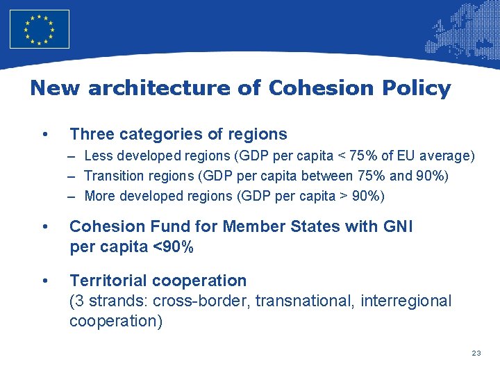 European Union Regional Policy – Employment, Social Affairs and Inclusion New architecture of Cohesion