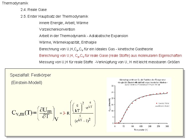 Thermodynamik 2. 4. Reale Gase 2. 5. Erster Hauptsatz der Thermodynamik innere Energie, Arbeit,