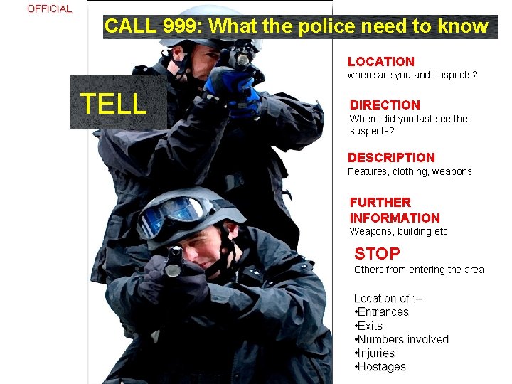  Firearms & Weapons Attack OFFICIAL CALL 999: What the police need to know